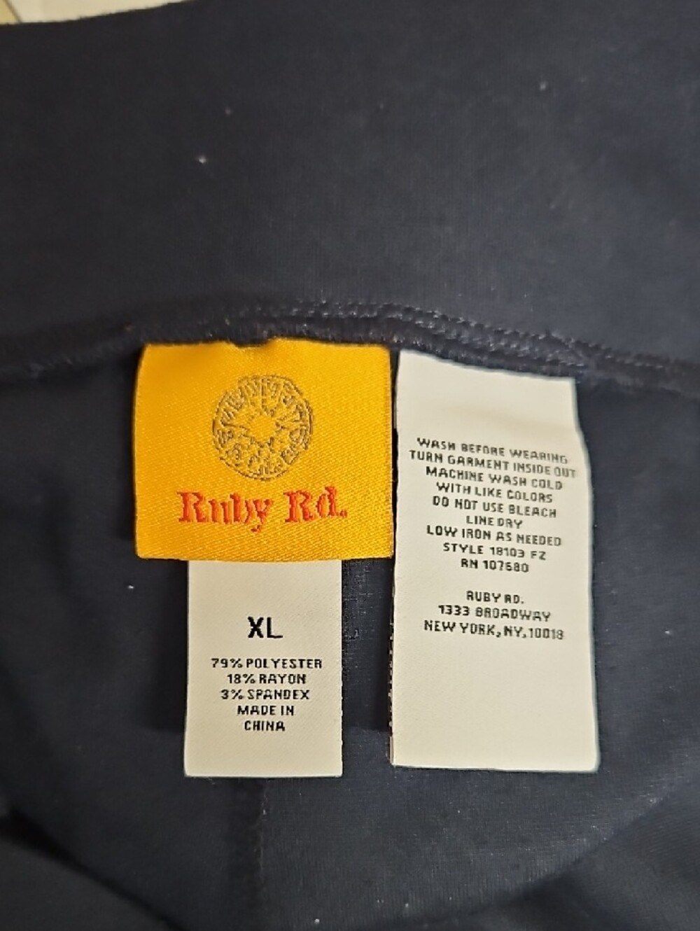 Ruby Rd. Navy Stretch Ponte Pants - Picture 3 of 3